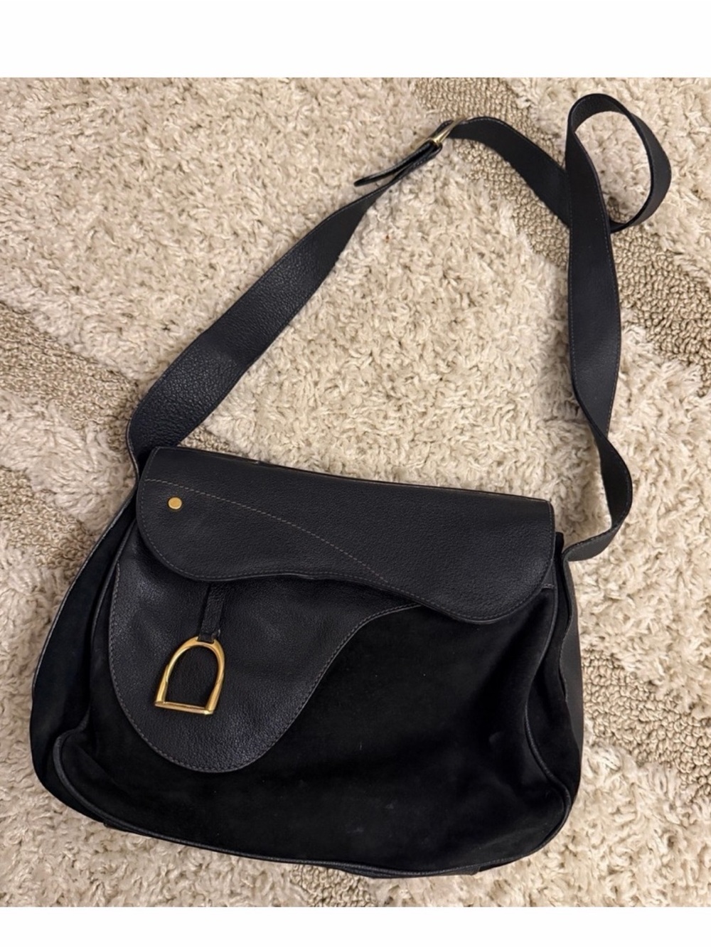 Gucci Black Shoulder Bag with Gold Accent
